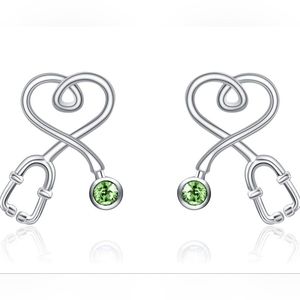 Nursing gift Stethoscope Earrings Birthstone Peridot